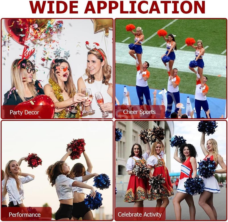 Hooshing 4PCS Pom Poms Cheerleading with Finger-Friendly Handle for Cheering Squad & Dance Team - Image 4